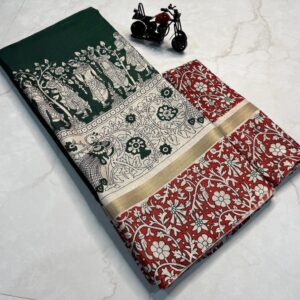 Kalamkari Saree silk material  - With blouse