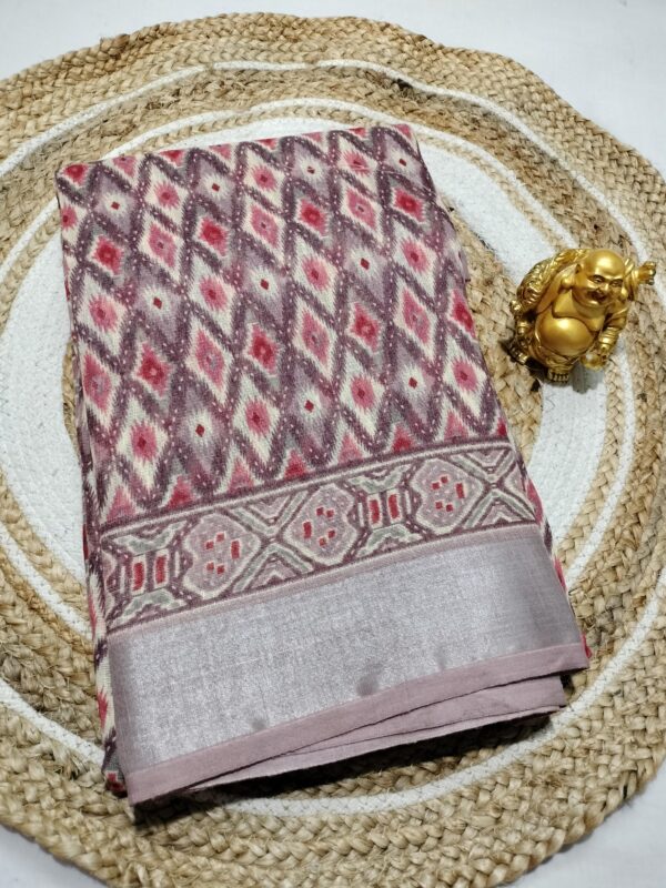 Soft Linen Cotton Material with Blouse – Tissue Border on Both Sides - Image 2