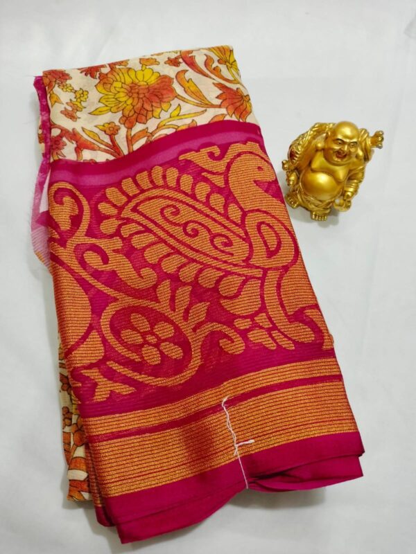 Chiffon Material with Brasso Zari Border & Blouse - Image 4