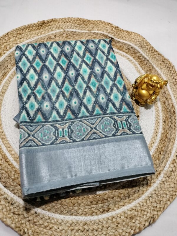 Soft Linen Cotton Material with Blouse – Tissue Border on Both Sides