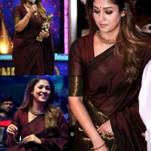 Nayanthara khadi cotton saree - Zari pallu  - Zari pata sleeve blouse