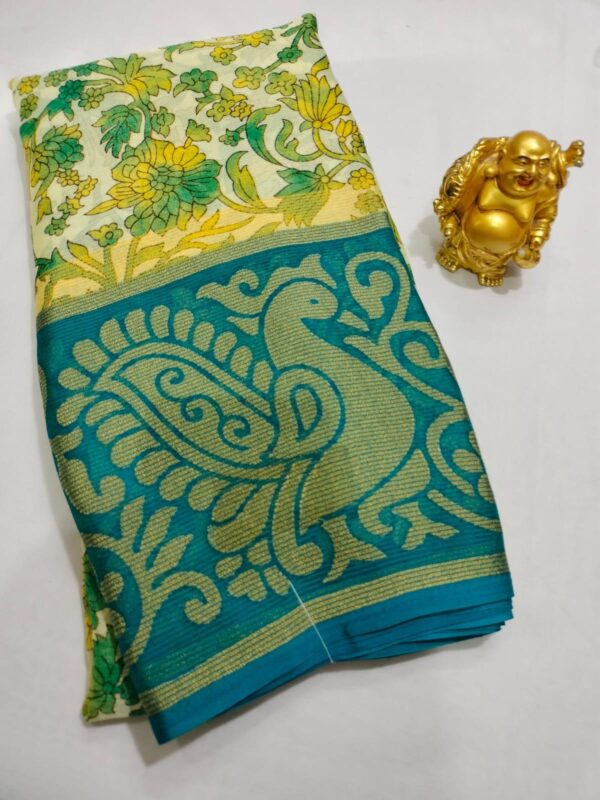 Chiffon Material with Brasso Zari Border & Blouse - Image 2