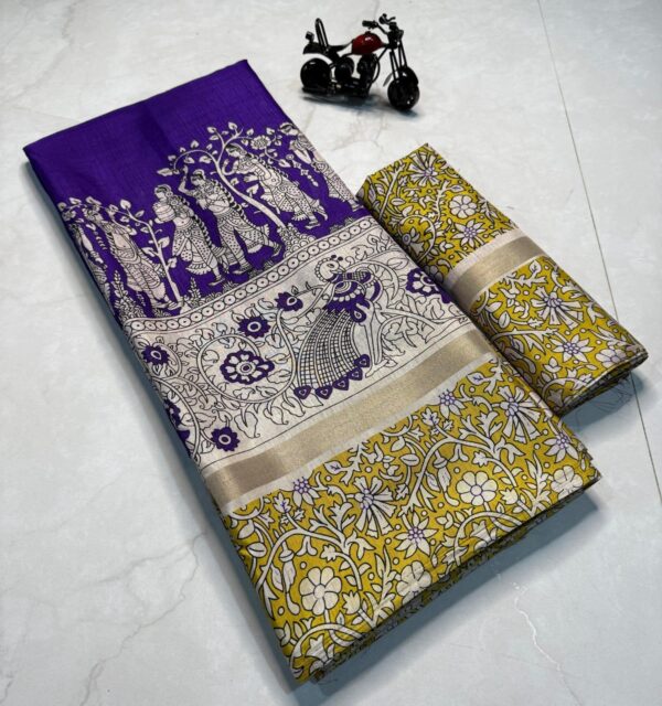 Kalamkari Saree silk material  - With blouse - Image 2
