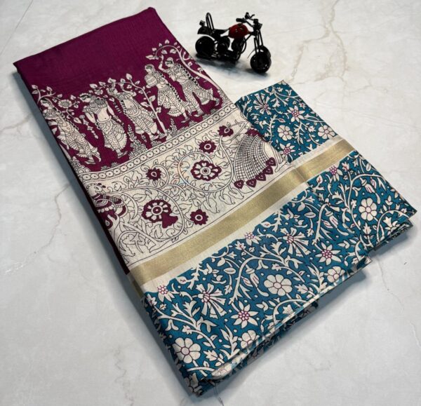 Kalamkari Saree silk material  - With blouse - Image 4