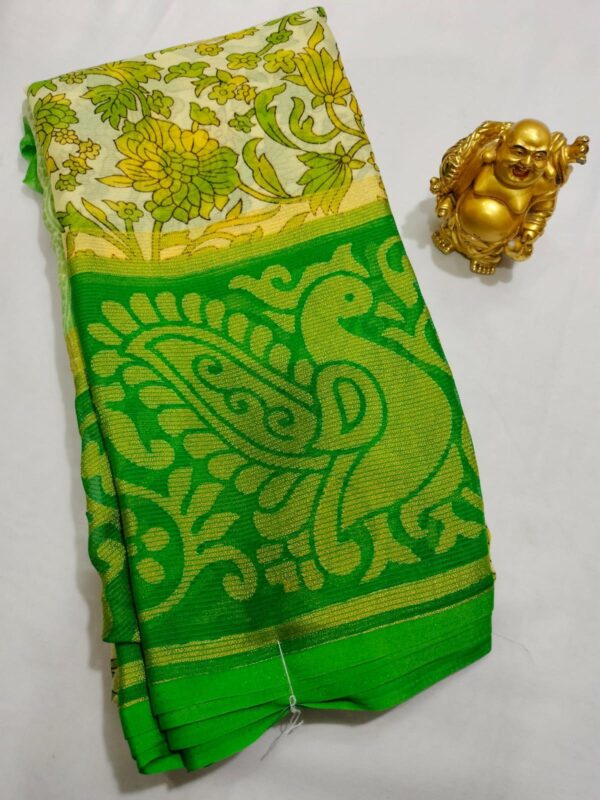 Chiffon Material with Brasso Zari Border & Blouse - Image 3