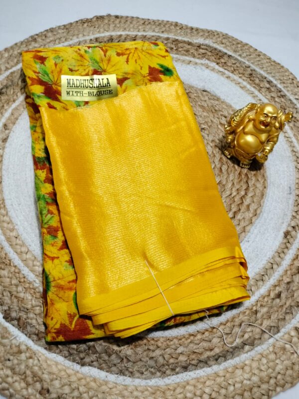 Chiffon Material with Brasso Zari Border & Blouse - Image 5
