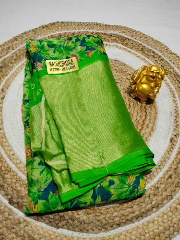 Chiffon Material with Brasso Zari Border & Blouse - Image 6
