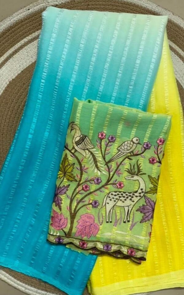 Soft Marbal Pading Saree – Super Hit Line Design with Embroidered Blouse - Image 2
