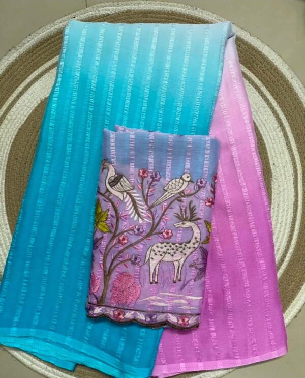 Soft Marbal Pading Saree – Super Hit Line Design with Embroidered Blouse - Image 5