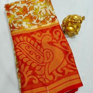 Chiffon Material with Brasso Zari Border & Blouse