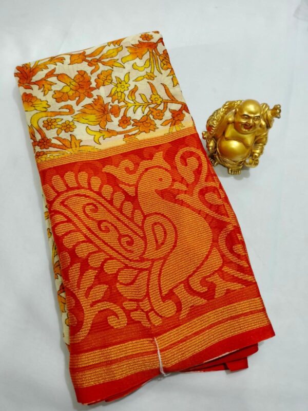 Chiffon Material with Brasso Zari Border & Blouse