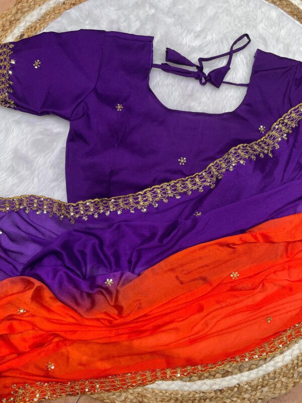 Chinon Silk material - Both sides sequence work with embroidery design - Image 9