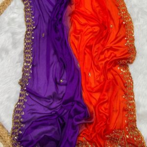 Chinon Silk material - Both sides sequence work with embroidery design