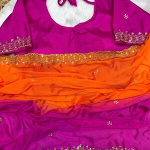 Chinon Silk material - Contrast colour  - Sequence work and embroidery work on both the sides