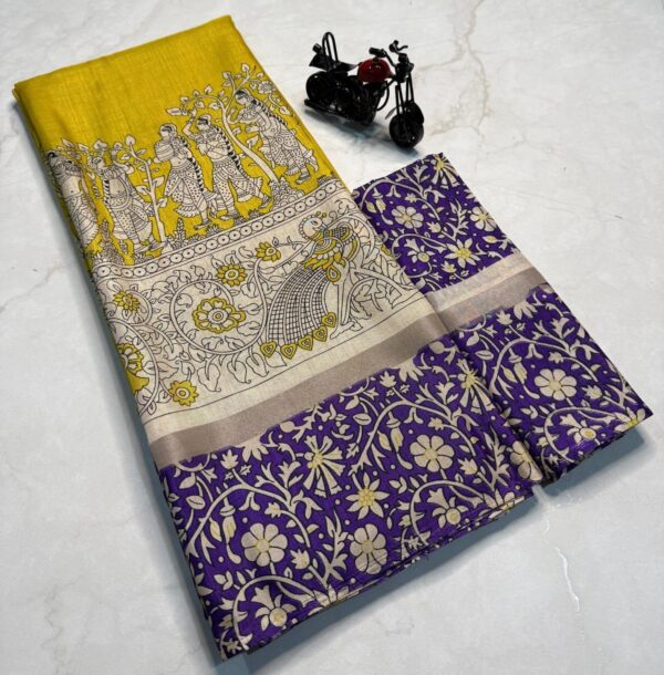 Kalamkari Saree silk material  - With blouse - Image 3