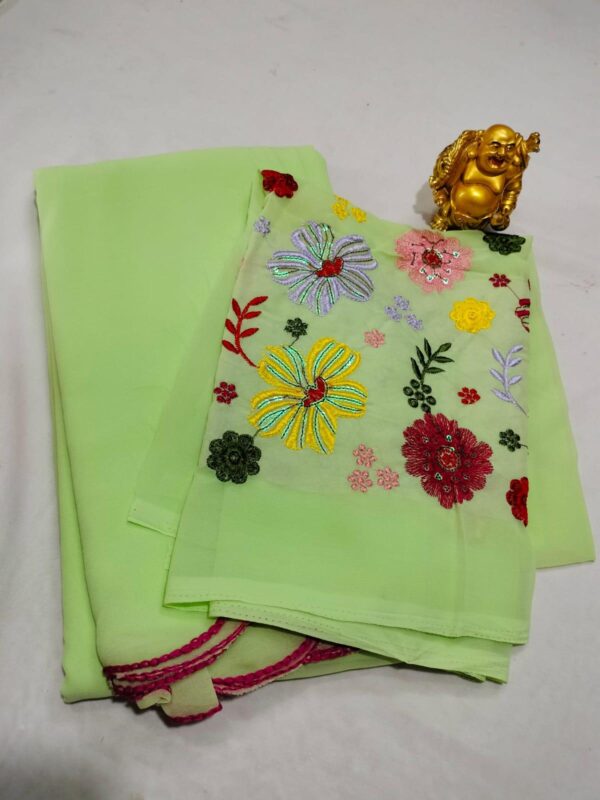 Georgette saree - With work blouse - Image 4