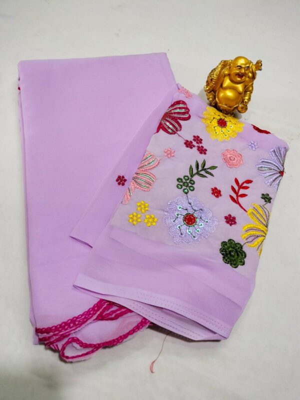 Georgette saree - With work blouse - Image 3