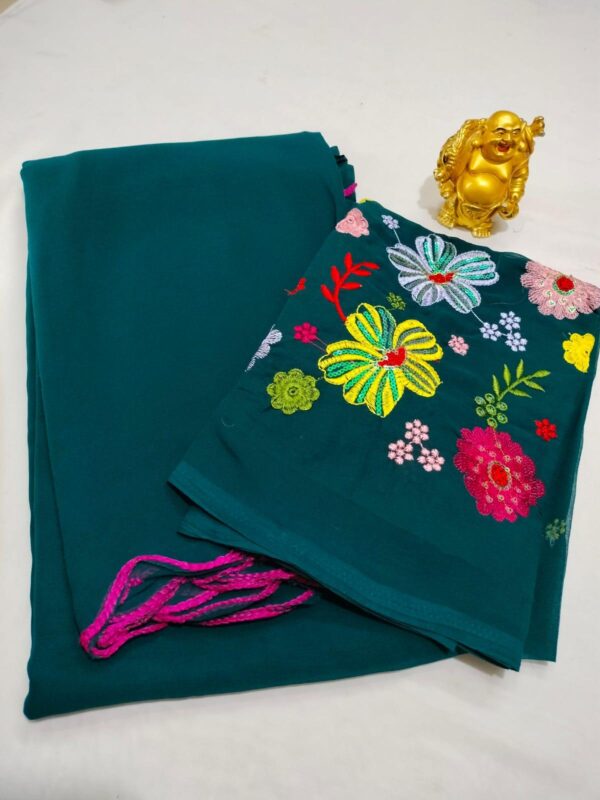 Georgette saree - With work blouse - Image 2