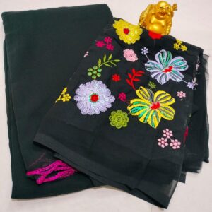 Georgette saree - With work blouse