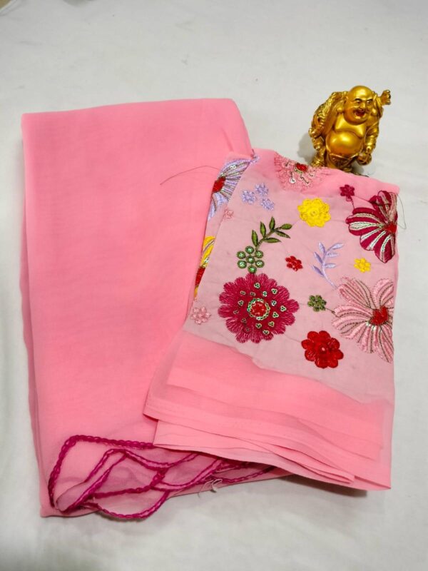 Georgette saree - With work blouse - Image 5