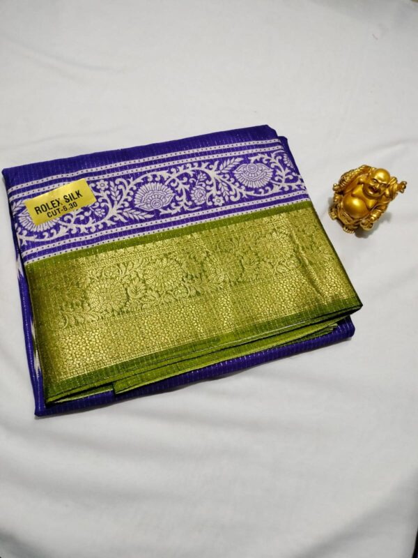 Rico dola silk saree - With blouse - Contrast zari weaving border on both sides - Image 3