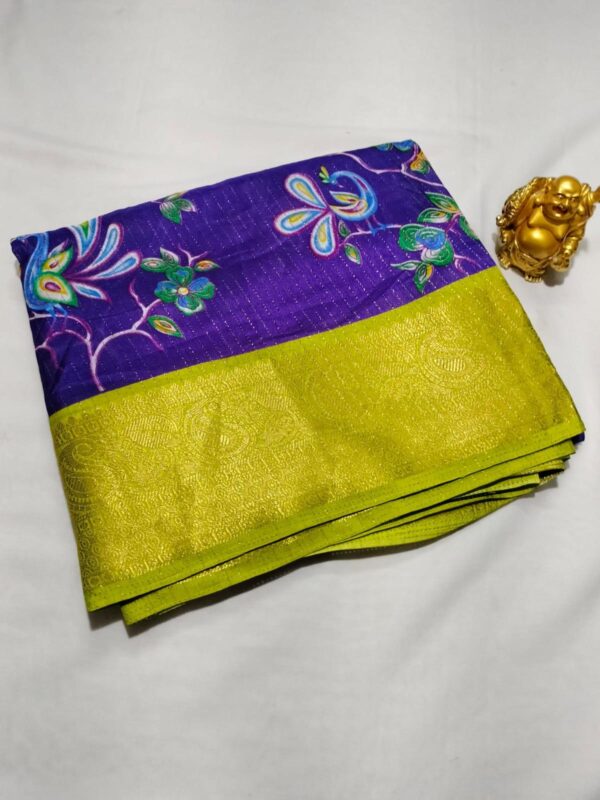 Rico dola silk saree - With blouse - Contrast zari weaving border on both sides - Image 4