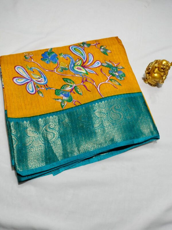 Rico dola silk saree - With blouse - Contrast zari weaving border on both sides - Image 6