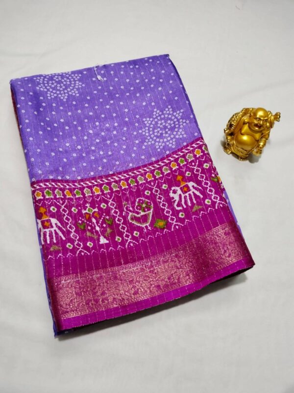 Rico dola silk saree - With blouse - Contrast zari weaving border on both sides - Image 7