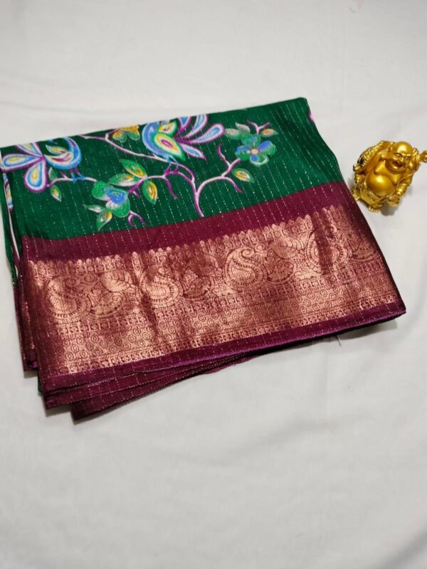 Rico dola silk saree - With blouse - Contrast zari weaving border on both sides - Image 8