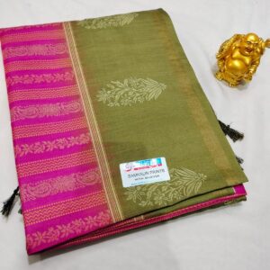 Tussar Silk Saree Material – With Contrast Blouse, Border & Pallu