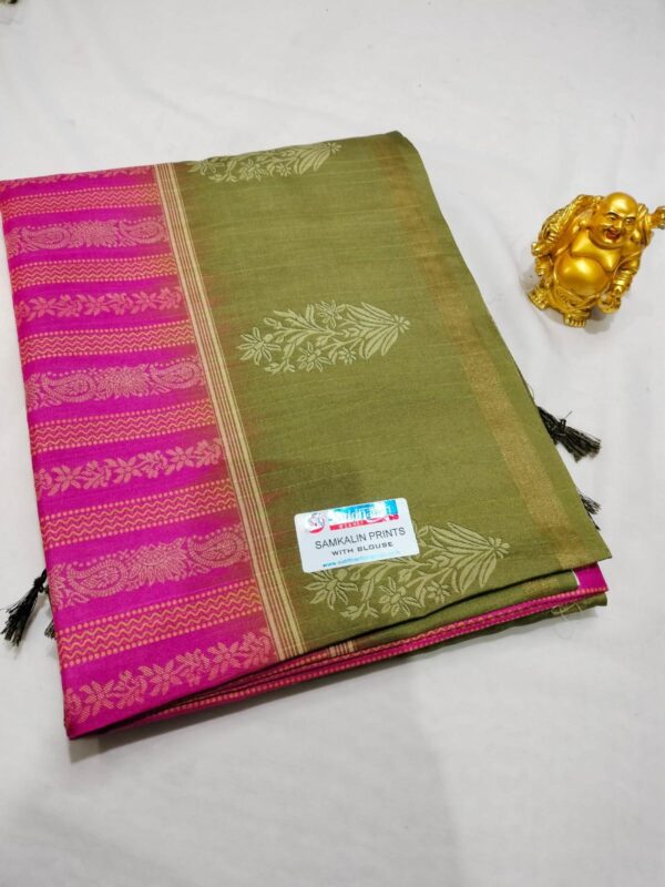 Tussar Silk Saree Material – With Contrast Blouse, Border & Pallu