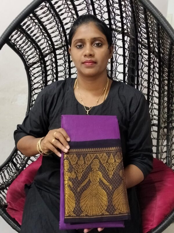❣️ Sungudi Cotton mayuri long border - Image 18