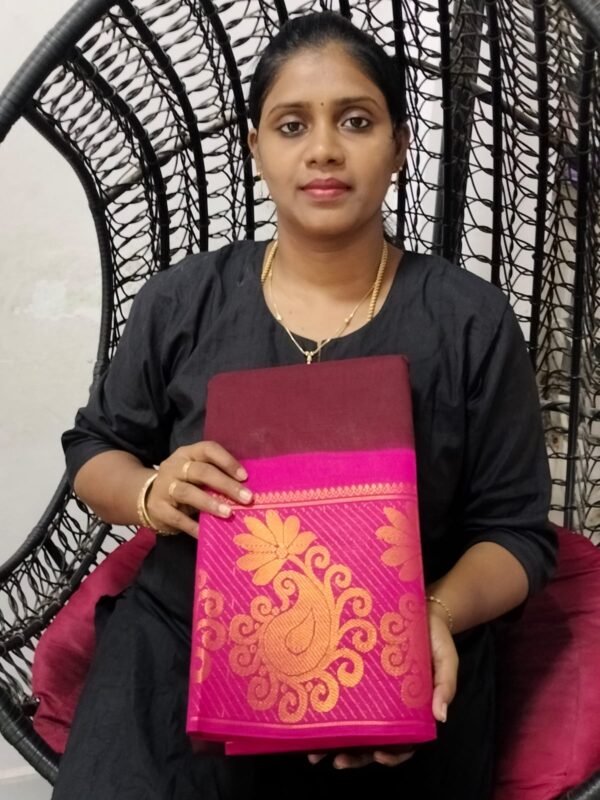 ❣️ Sungudi Cotton mayuri long border - Image 14