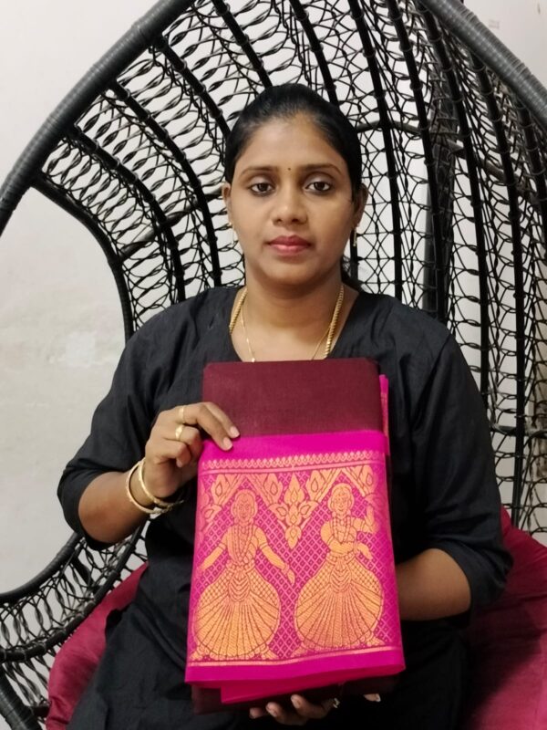 ❣️ Sungudi Cotton mayuri long border - Image 13